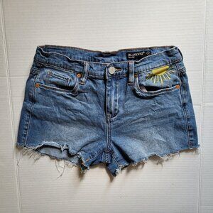 Blank NYC jean shorts boho denim cut off sun rainbow embroidery coastal cowgirl